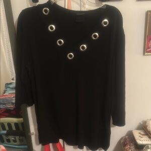 Black Grommet Detail Women's Top